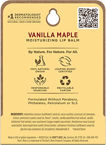 Image of Vanilla Maple Moisturizing Lip Balm Blister by Burts Bees for Unisex - 0.15 oz Lip Balm