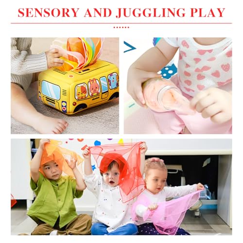 HKACSTHI Kids Juggling & Dance Scarves - Magic Trick Silk Scarves for Play, Music & Rhythm, 24 x 24 inch4