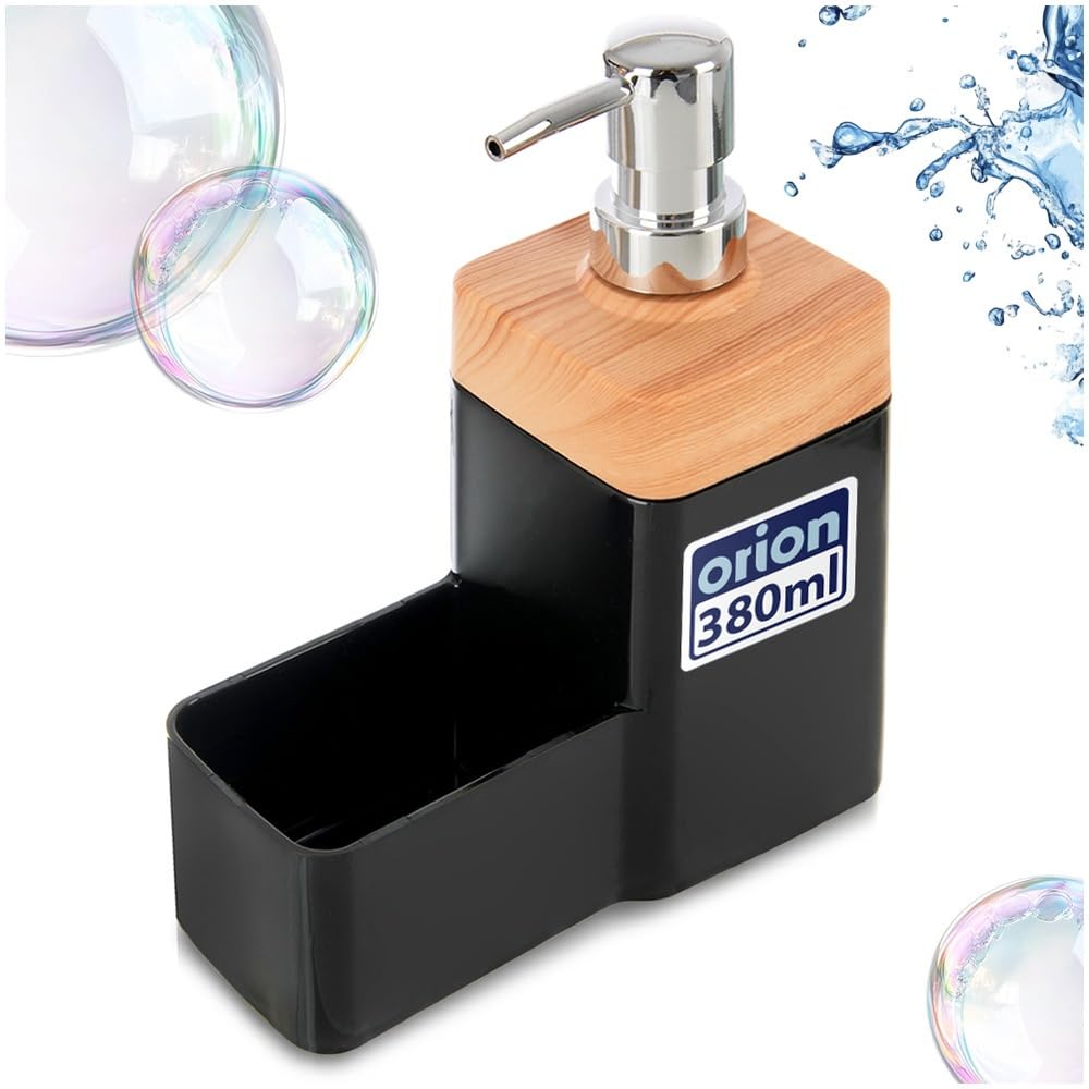 orion group Distributeur de liquide vaisselle noir de 500 ml avec réservoir éponge