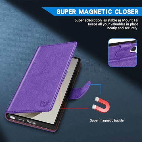 Image of ZZXX for Samsung Galaxy S25 Ultra Wallet Case with [RFID Blocking] Card Slot Kickstand Magnetic Closure Leather Flip Fold Protective Phone Case for Galaxy S25 Ultra 5G Case Wallet(Purple-6.8 inch)