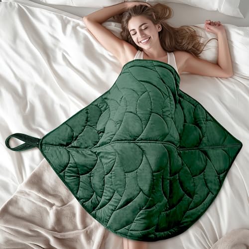 KAWBIYJ Weighted Lap Blanket 7 lbs 41 x 53- Gifts for Mom Women Wife Cozy Luxury Velvet Small Weighted Blankets Portable Travel Blankets for Adults All-Season Blanket Relaxation Gift Green