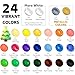 HUAL Permanent Soft Fabric Paint Set, Set of 24 Colors (60ml/2oz) with 5 Brushes, No Heating Needed & Washable Fabric Paint for Clothes, Canvas, T-Shirts, Jeans, Bags, All DIY Projects
