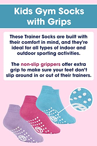 12 Pairs Kids Gym Ankle Socks with Grippers Low Cut Sneaker Socks4