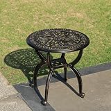 KAILI Outdoor Cast Aluminum Side Table Patio Side Table Backyard, Pool, Indoor, Easy Maintenance and Weather Resistant Coffee Table Porch Table Bistro Table (18.5round-Bronzed)