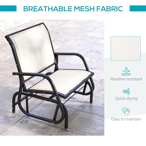image for Outsunny Porch Glider, Metal Frame Swing Glider Chair with Breathable 