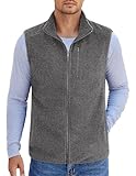 COOFANDY Men's Full-Zip Polar Fleece Vest Outerwear With 5 Pockets Warm Sleeveless Jacket Lightweight, Grey, Small