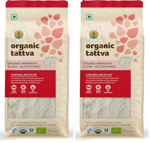 Image of Organic Tattva, Organic Amaranth (Rajgira) Gluten Free Flour- 500gram | Certified Organic, Rich in Protein and Fiber (Pack of 2)