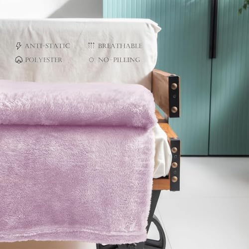 Image of Exclusivo Mezcla Plush Fuzzy Fleece Throw Blanket Extra Large, Super Soft, Fluffy and Warm Blankets for Couch, Bed, All Season (Light Purple, 50x70 inches)
