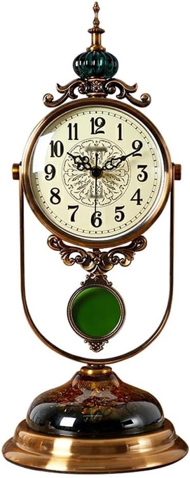 Desk Clock Retro Light Luxury Desk Clock Desktop Desk Clock Living Room Swing Clock Ornaments Creative Mute Desk Clock Seat Clock