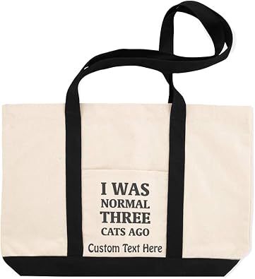 Canvas Shopping Tote Bag I Was Normal 3 Cats Ago Funny & Novelty Humor Cats Beach for Women