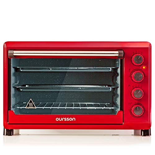 Oursson MO4225/RD - Mini Horno eléctrico con convección, autolimpieza catalítica, 4 años, 42 litros, 2000 W, 12 Combinaciones de Cocina, Color Rojo (42 litros)