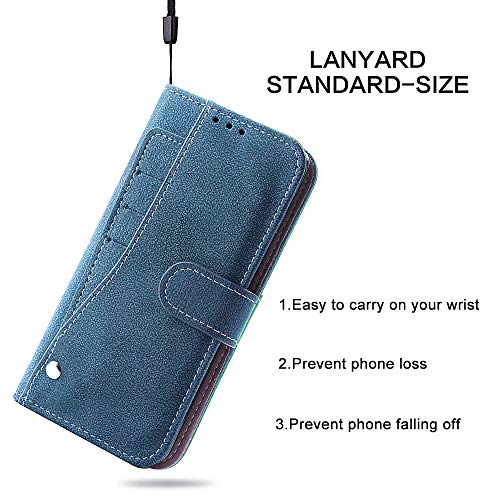 Asuwish Moto E5/G6 Play Wallet Case,Luxury Leather Phone Cases With Credit Card Holder Slot Stand Kickstand Book Rugged Flip Folio Protective Cover For Motorola Moto E 5 Women Men Girls Blue #TOP5