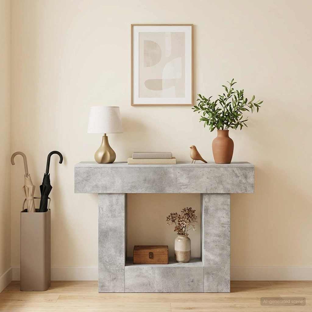 Générique Tavolo consolle grigio cemento 101 x 30 x 74 cm | Design minimalista, scaffalatura, costruzione robusta, per ingresso soggiorno sala da pranzo