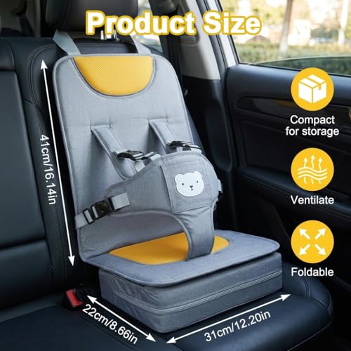 Image of STHIRA Toddler Car Seat for Baby 0 to 5 Years Booster 6 Month-4 Year Old Child Seat with Harness Breathable Mesh Padding Foldable Travel Safety Headrest Hanging