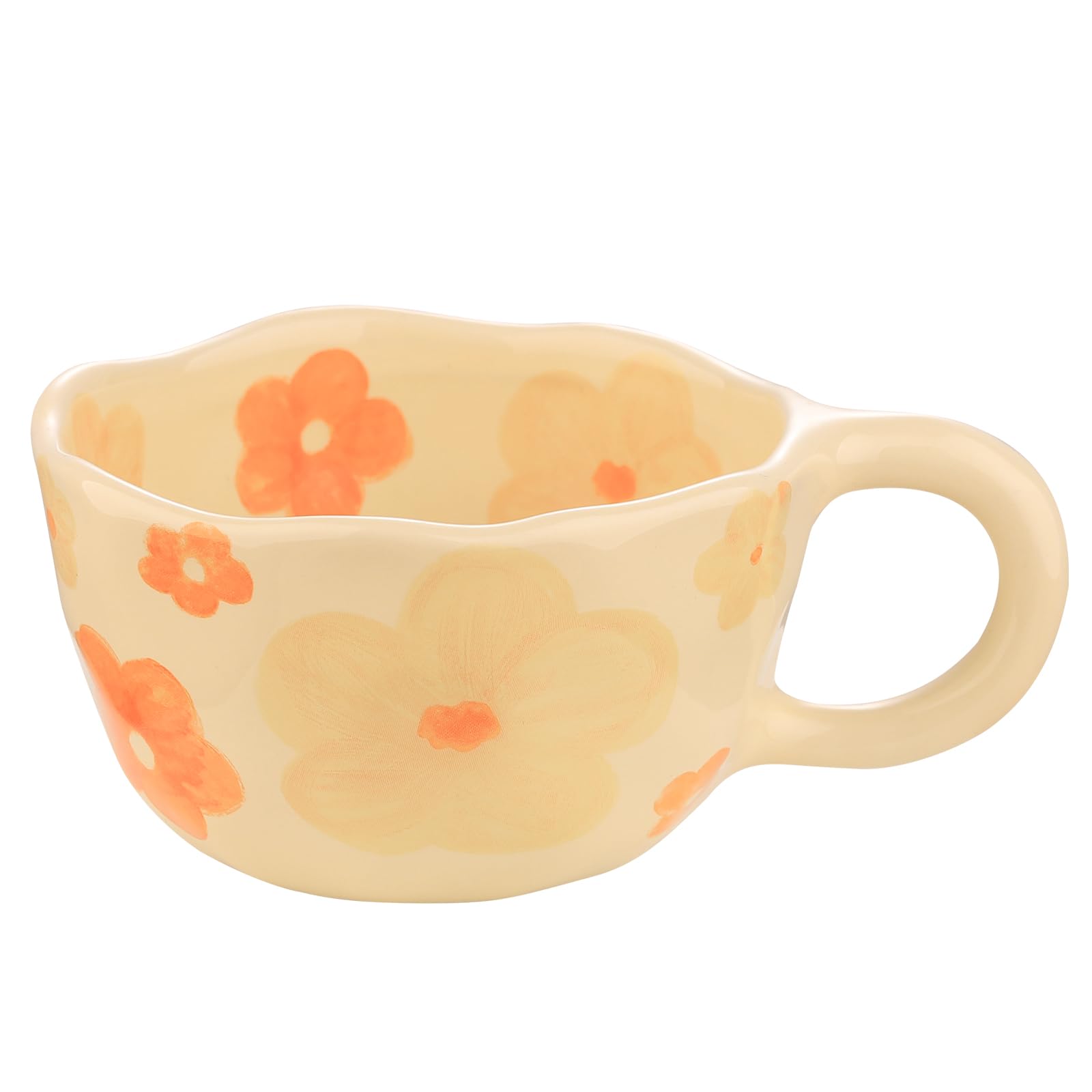 VanEnjoyCeramic Cup, Cute Coffee Mug, Strawberry Mug, Aesthetic Coffee Mug, Retro Flower Mug, Ceramic Tea, 10oz/300ml for Tea Coffee, Milk and Oatmeal