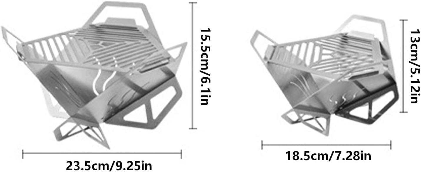 Portable Stainless Steel Folding Fire Pit Grill for Camping, Picnics, Backyard, Garden