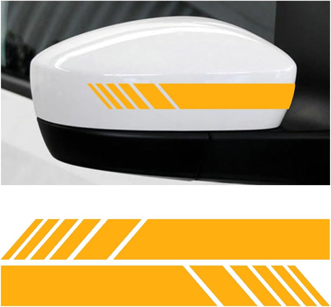 CGEAMDY 2 PCS Rear View Mirror Car Stickers Reflective Strips, Rear View Mirror Waterproof Stickers Decor Car Body Sticker, Tuning Sticker DIY Exterior Accessories for Car Side Mirror(Yellow)