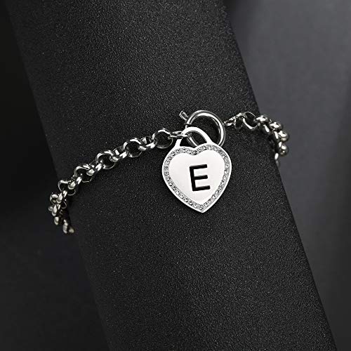 Image of CaleesLLC Letter A to Z Initial Charm Bracelet Adjustable Stainless Steel Anklet Personalized Wrist Link for Women