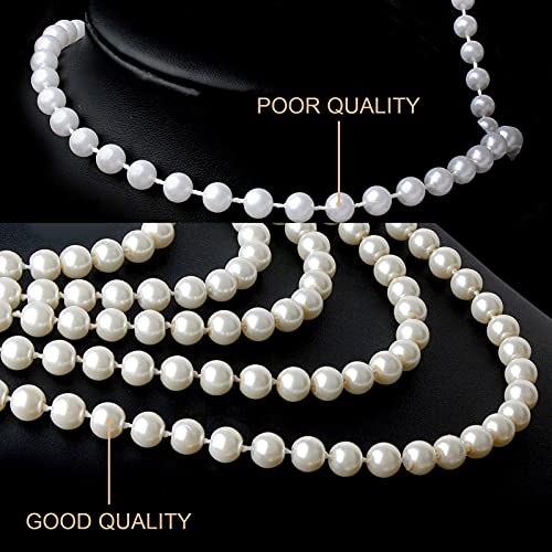 BABEYOND Vintage 1920s Gatsby Imitation Pearl Choker Necklace 20s Art Deco Flapper Accessories for Women White2