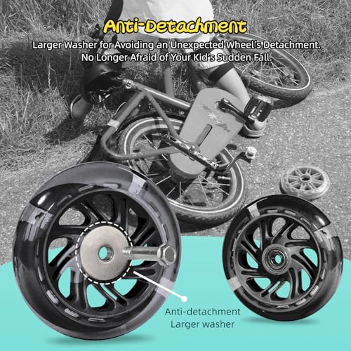 PRUNUS Flash BIKE Training Wheels for 12 14 16 18 20 Inch.Training Wheels for Kids Bike is Heavy Duty.Bicycle Training Wheel is Suitable Single Speed Bike