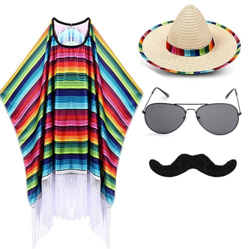 PROMOTED TO BIG SISTER 4Pcs Mexican Party Clothes Set for Kids Cinco De Mayo Accessories Set (One Size)