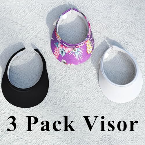 Image of 3 Pack Sports Sun Visor Hat Women Men Adjustable Clip On Visors Outdoor Golf Beach Cap