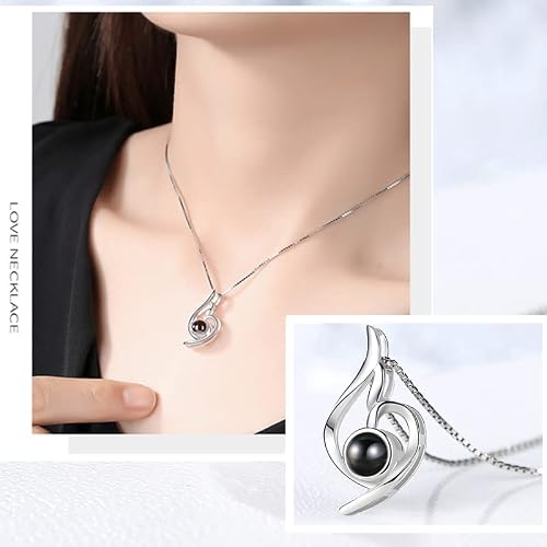 Red Rose Box With 925 Sterling Silver Necklace,Forever Real Rose Jewelry Box With I Love You Necklace 100 Languages,Preserved Flower Protection Pendant For Mothers Day Gifts, Enchanted Rose For Her. #TOP4