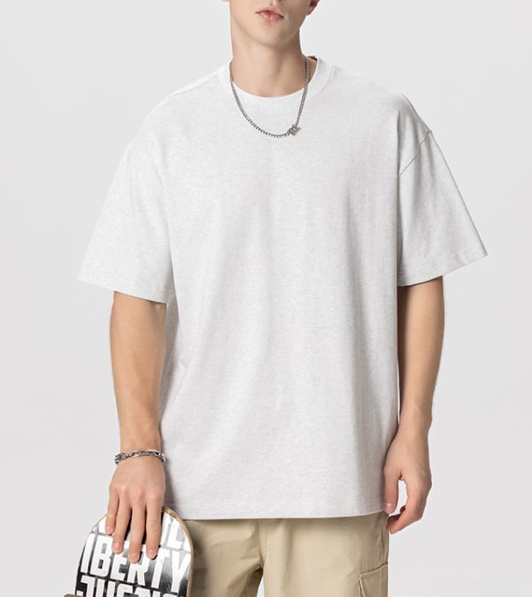 POHADON 3 Pack Men's Oversized Cotton T-Shirts Unisex Summer Short Sleeve Crew Neck Loose Fit Basic Tops for Women2