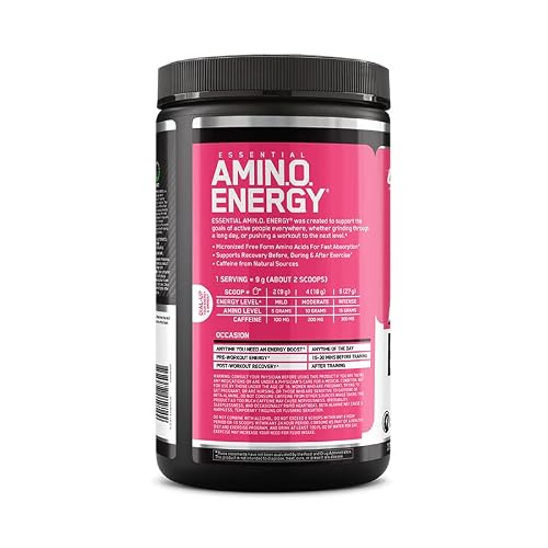 Optimum Nutrition Amino Energy - Pre Workout With Green Tea, Bcaa, Amino Acids, Keto Friendly, Green Coffee Extract, Energy Powder - Juicy Strawberry Burst, 30 Servings (Packaging May Vary) #TOP6