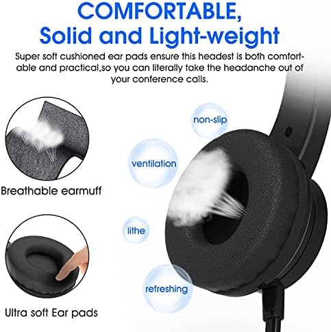 Venker USB Headsets with Microphone, 3m Length Noise Cancelling Headset Stereo Headphone for PC, Laptop USB/3.5mm, Multi-Use USB Headsets Earphone for Call Center, Business Chat, Gaming, Teaching, etc