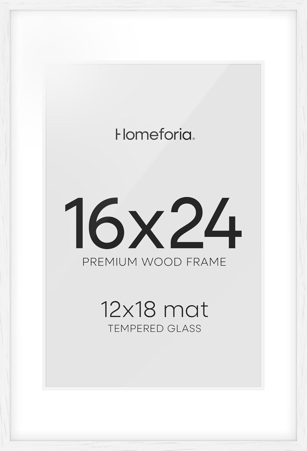 Homeforia White Frame 16x24 w/ tempered glass