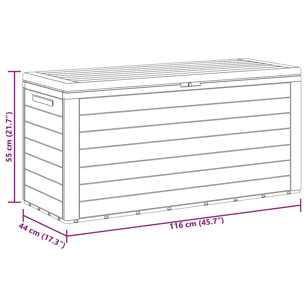 Baule da giardino, marrone, 78 x 44 x 55 cm, resistente alle intemperie, per cuscini, coperte e attrezzi da giardino, per terrazze, balconi e giardini, con serratura