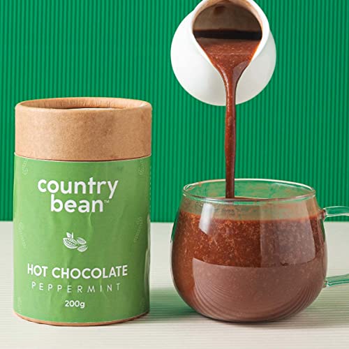 Image of Country Bean Peppermint Hot Chocolate, 200G, 60% Less Sugar, Enjoy Hot Or Cold, Vegetarian