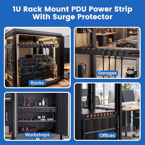 JUNNUJ PDU Rack Mount Power Strip, Heavy Duty 12 Gauge Cord, 10FT, 1 by JUNNUJ - Used condition - Image 6