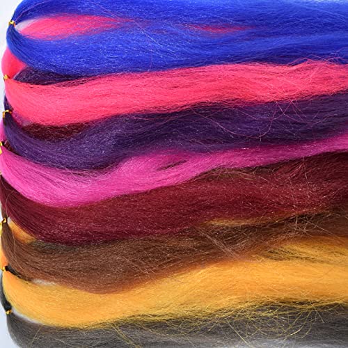 Lonkiktik Fly Tying Making Materials Synthetic Fiber Large Hank Super Hair Fly Tying Bucktail Jig Lure Making Materials 16 Colors (8 Dark Color)