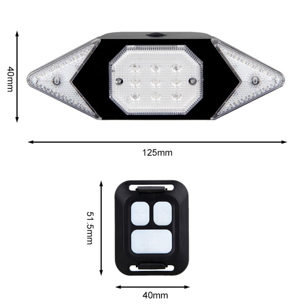 Luce USB Bike Wireless Remote Control Rear Lamp Red/Blue Flash Turning Signal Safety Warning Taillight