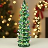 Best Choice Products Ceramic Christmas Tree, 15in Pre-Lit Hand-Painted Tabletop Holiday...