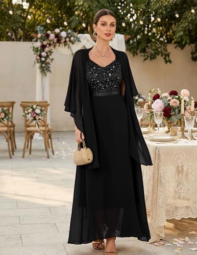 Image of BeryLove Summer Formal Wedding Guest Prom Dresses Sequin Cocktail Evening Lace Elegant Mother of The Bride Dress