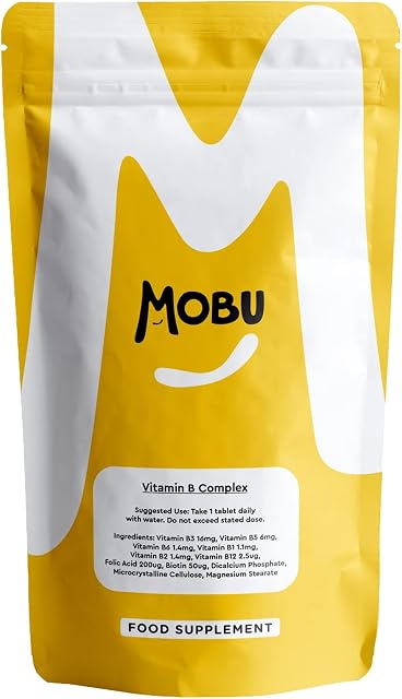 Vitamin B Complex 120 Tablets | Optimal Mix of All 8 Essential Vitamins B1, B2, B3, B5, B6, B12, Biotin & Folic Acid | B Vitamins Tiredness & Fatigue Support | Vegan UK Made | GMP Approved | MOBU UK