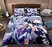 Okładka kołdra, 3-częściowy zestaw z zamek błyskawicznym, japońskie znaki anime 3D Drukuj Gensshin Impact Keqing 1 Duvet Cover & 2 Poduszki Shams Anime ładna dziewczyna Nastolatki i Anime Wentylator P