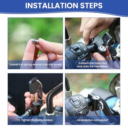 Image of STHIRA Helmet Lock for Bike Handle Bar Aluminum Alloy Bike Helmet Locker with 2 Keys Easy Install Helmet Locker for Two Wheeler Rustproof Anti-Theft Safety Lock for Bikes, E-Bikes, and Scooters
