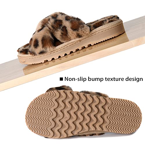 Women Cross Band Slippers Fluffy Open Toe Womens House Slippers Memory Foam Breathable Plush Fuzzy Indoor Outdoor Slipper for Woman Slip On Soft Ladies Bedroom Shoe4