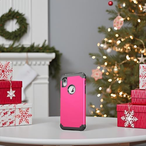 Coque iPhone XR protection verre trempé hybride 3 en 1 rose rouge