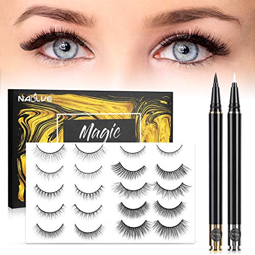 Flase Lash, Reusable False Lashes Set With 2 Special Eyeliners, Strongest Hold and Natural Look Fake Lashes, easy to wear 3D Eyelashes With Free Tweezers for Party,Daily,Wedding,Date