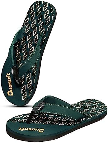 Doctor Walk Flip Flops with Triangle Pattern, Black and White, Comfortable Beach Slippers For Men's