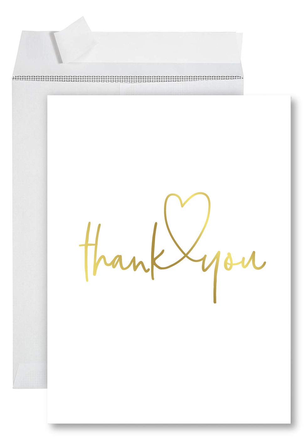 Andaz Press Funny Big Jumbo Thank You Card With Envelope 8.5 x 11 inch, Greeting Card, Thank You Gold Heart, 1-Pack, Huge Large Group Greeting Card,