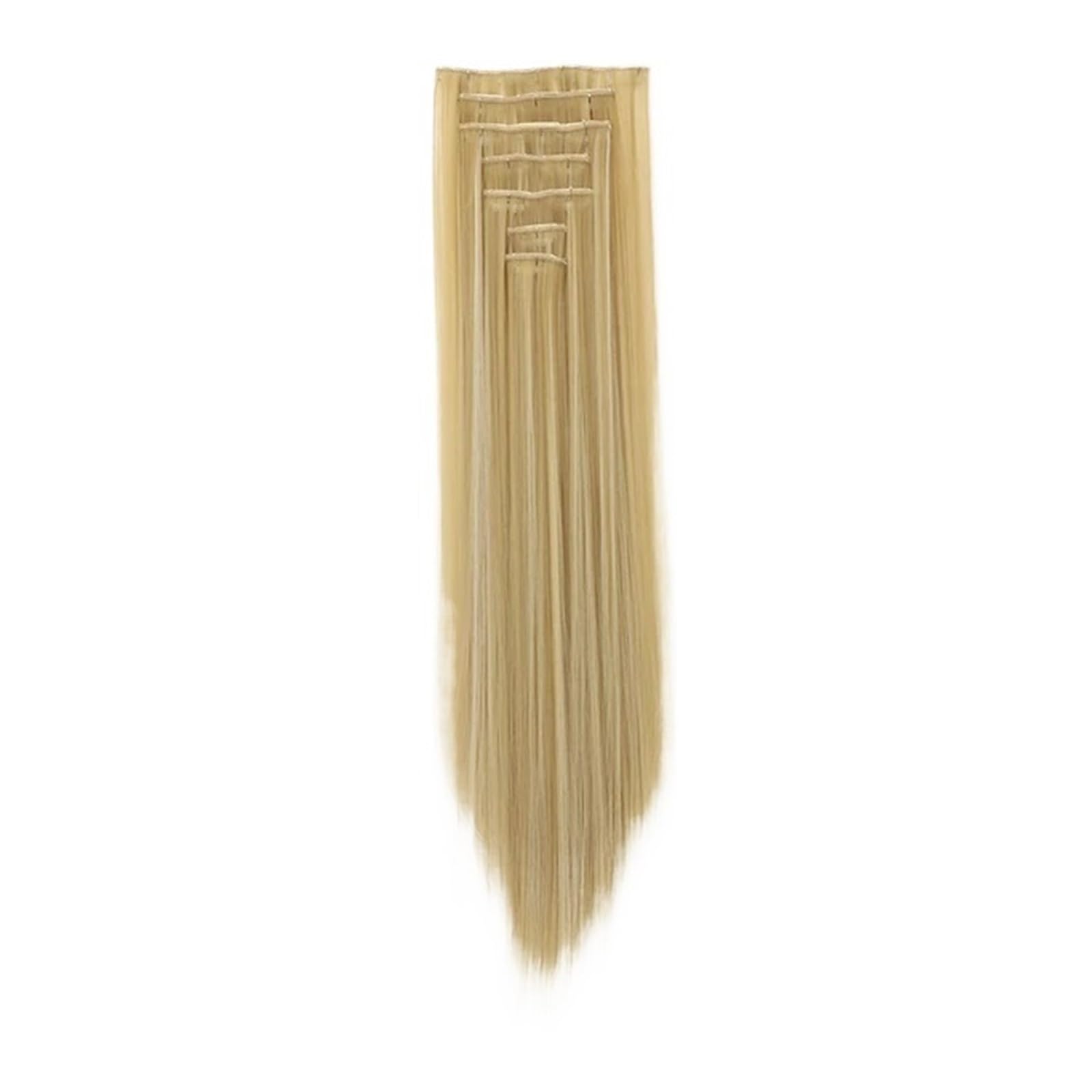 Pezzo di Capelli 7 Clips Extension Capelli Lunghi Lisci Sintetici Clip On Cheveux Clip Naturali Fibra Alta Temperatura Parrucca per Donne(18H613)