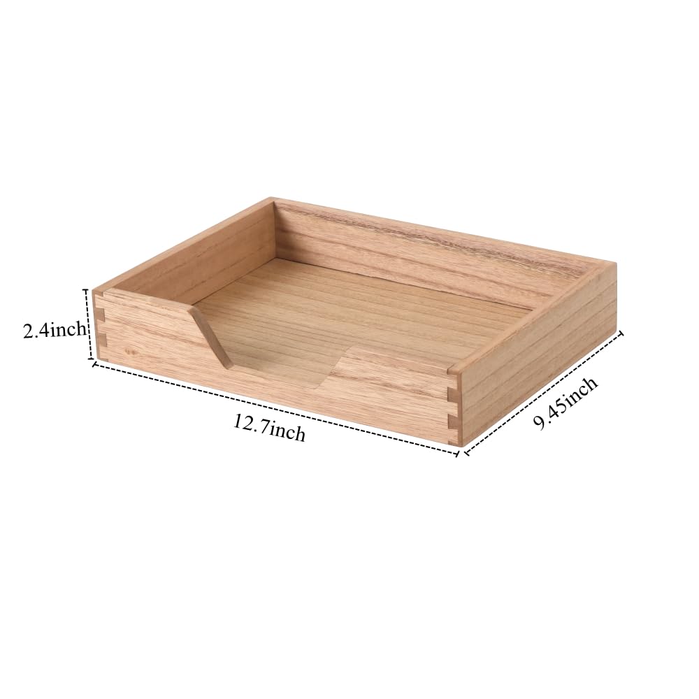 DDYURI Wood Letter-Size Tray for Office Desktop Organizer - Wooden Front-Load Documents Tray for Mail, Paper, File, Magazine, Pen,Notebook Storage Paper Holder Trays Light(DGTU-LT)