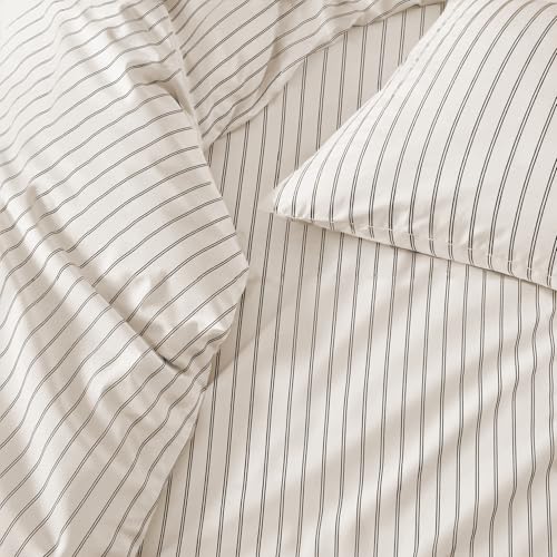 Image of Italic Luxe 100% Australian Cotton Bedding Bundle - 400 Thread Count - California King - Breathable & Luxurious - Includes Deep Pocket Fitted Sheet, Flat Sheet & Pillowcases (Mini - Stripe)