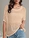 UEU Summer Tops for Women 2025 Crochet Short Sleeve Mesh Knit Sweater T Shirts Beach Swimsuit Cover Ups Fishnet Crewneck Cute Bathing Suit Trendy Clothes Apricot M